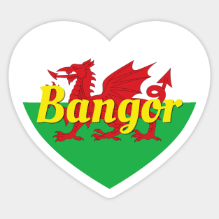 Bangor Wales UK Wales Flag Heart Sticker